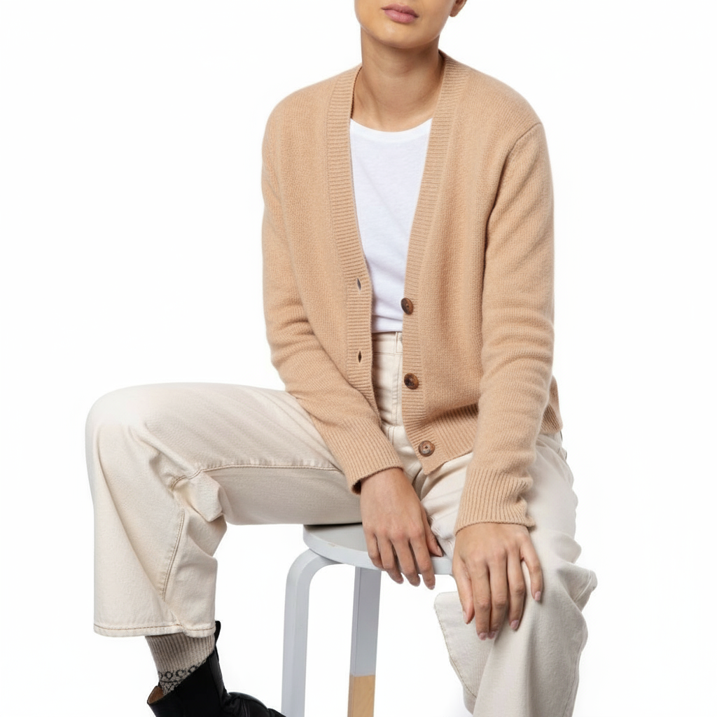 Roshin Loro Piana Cashmere Cardigan Camel Cashmere Marilyn Moore