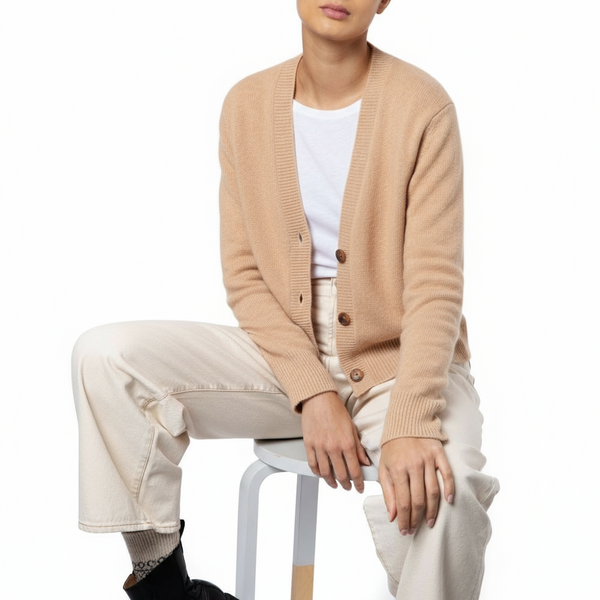 Roshin Loro Piana Cashmere Cardigan Camel Cashmere Marilyn Moore