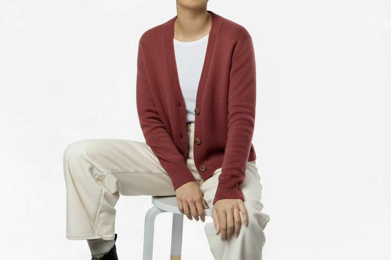 Roshin Handmade Cashmere cardigan Madder