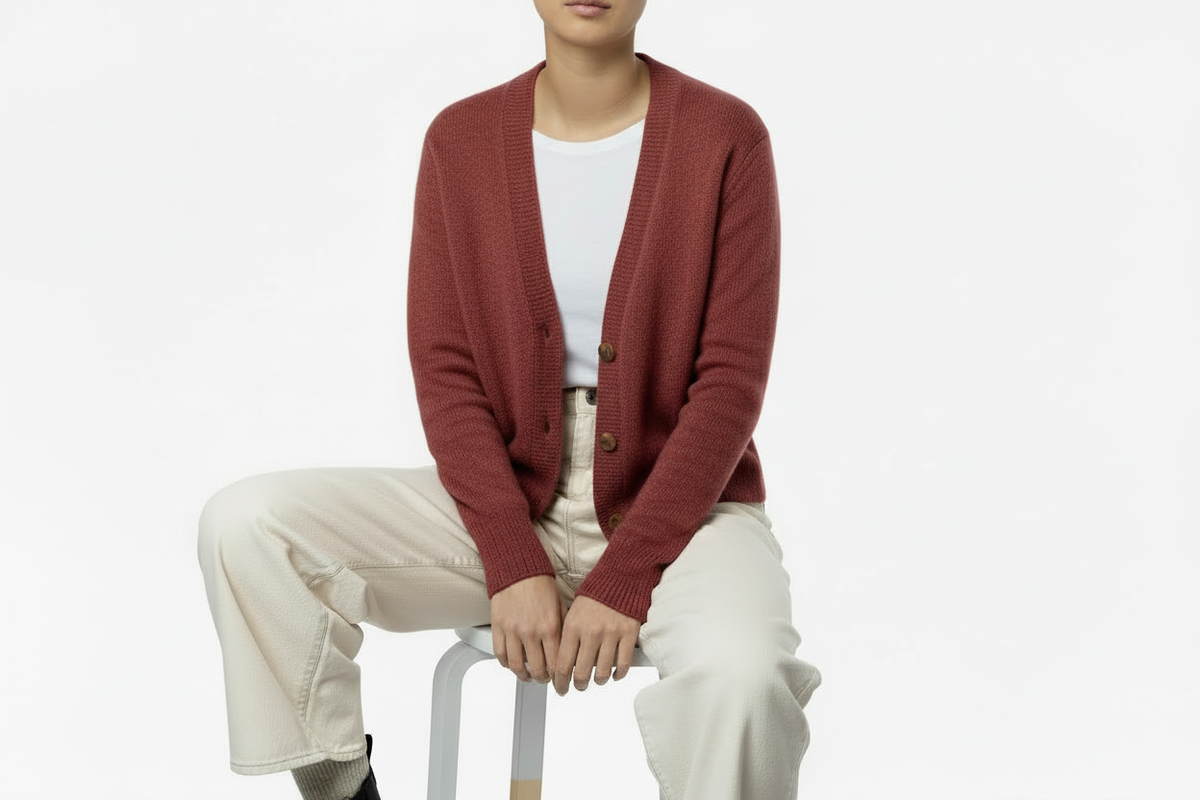 Roshin Handmade Cashmere cardigan Madder