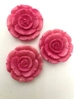 Rose Buttons 30mm shank buttons Set of 3 Pink