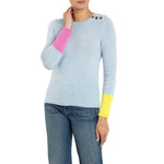 Aime 3 tone Cashmere Sweater Ice Blue Marilyn Moore