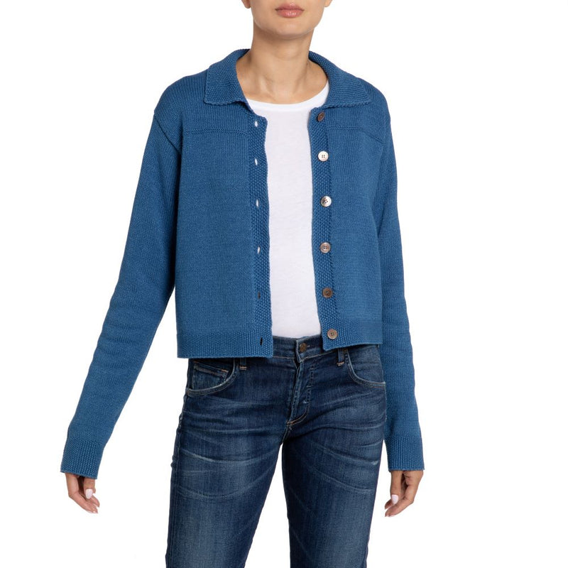 Delphine Indigo Collared Cardigan Marilyn Moore