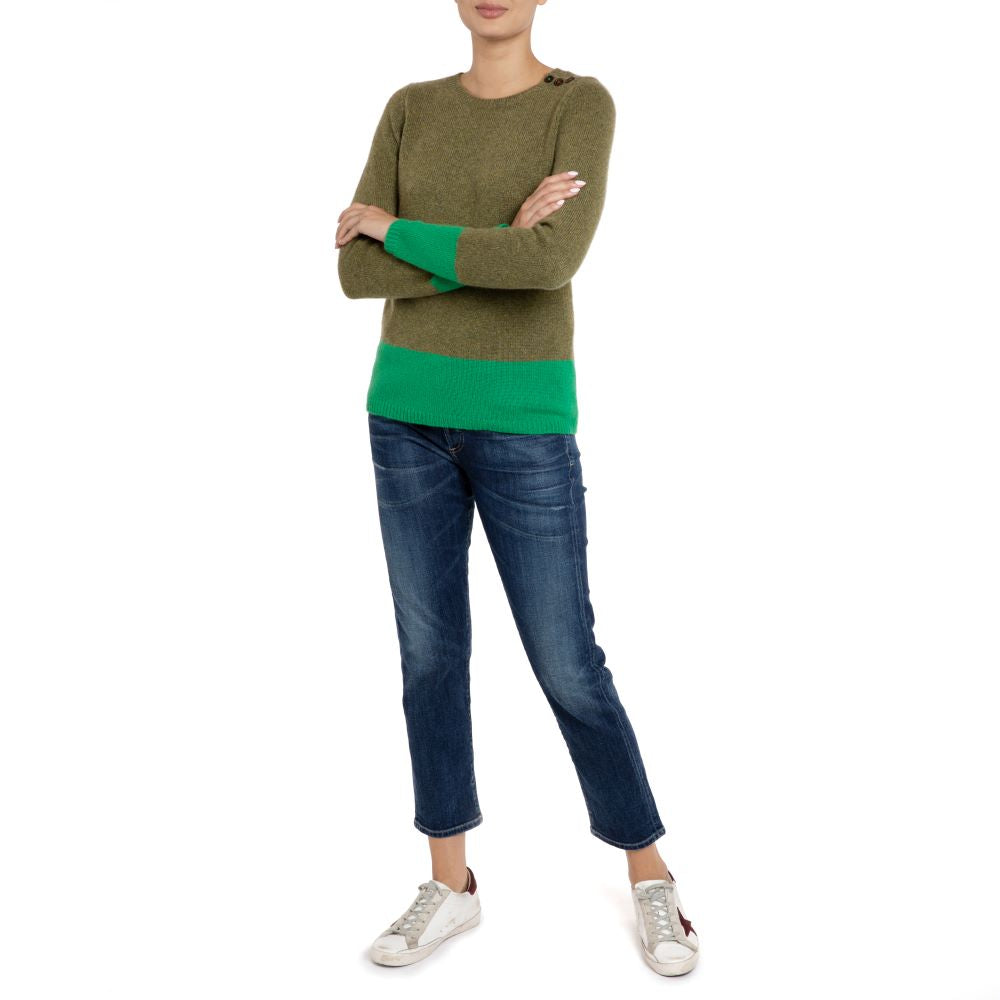 Paige Handmade Cashmere 2 tone Jumper Green Marilyn Moore