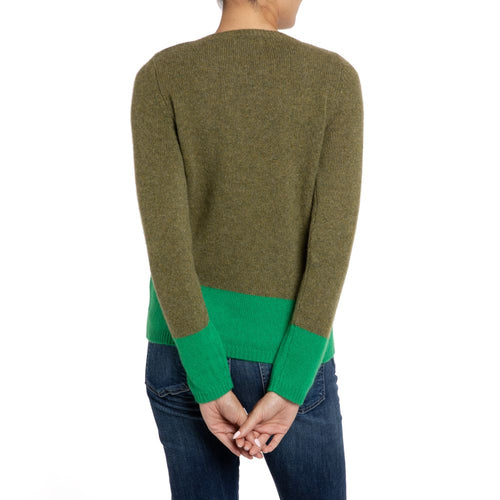 Paige Handmade Cashmere 2 tone Jumper Green Marilyn Moore