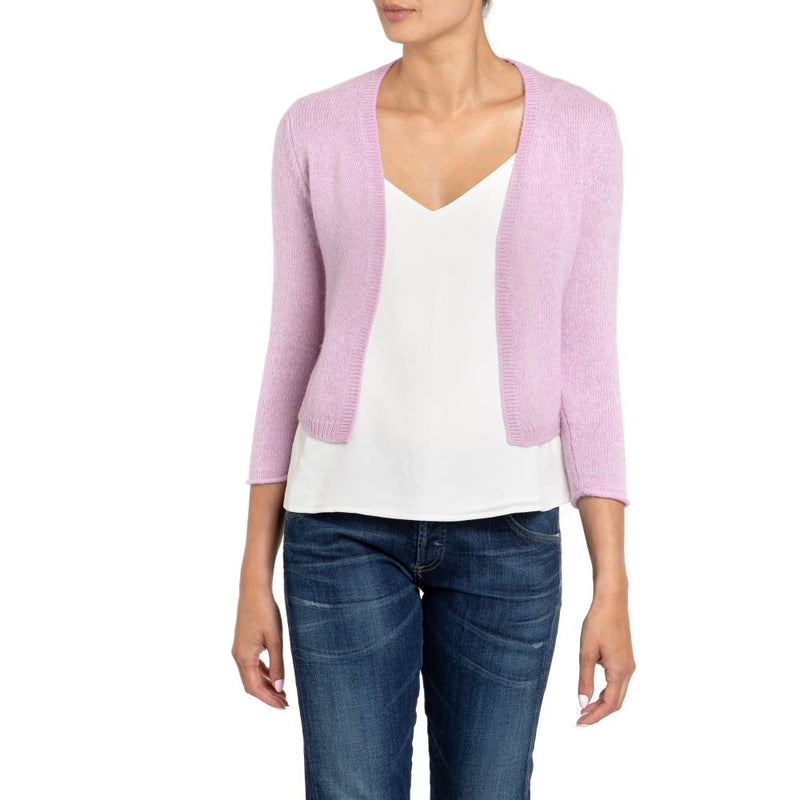 Lucy Handmade Loro Piana Cashmere Cardigan Shrug Lilac Crocus Pink Marilyn Moore