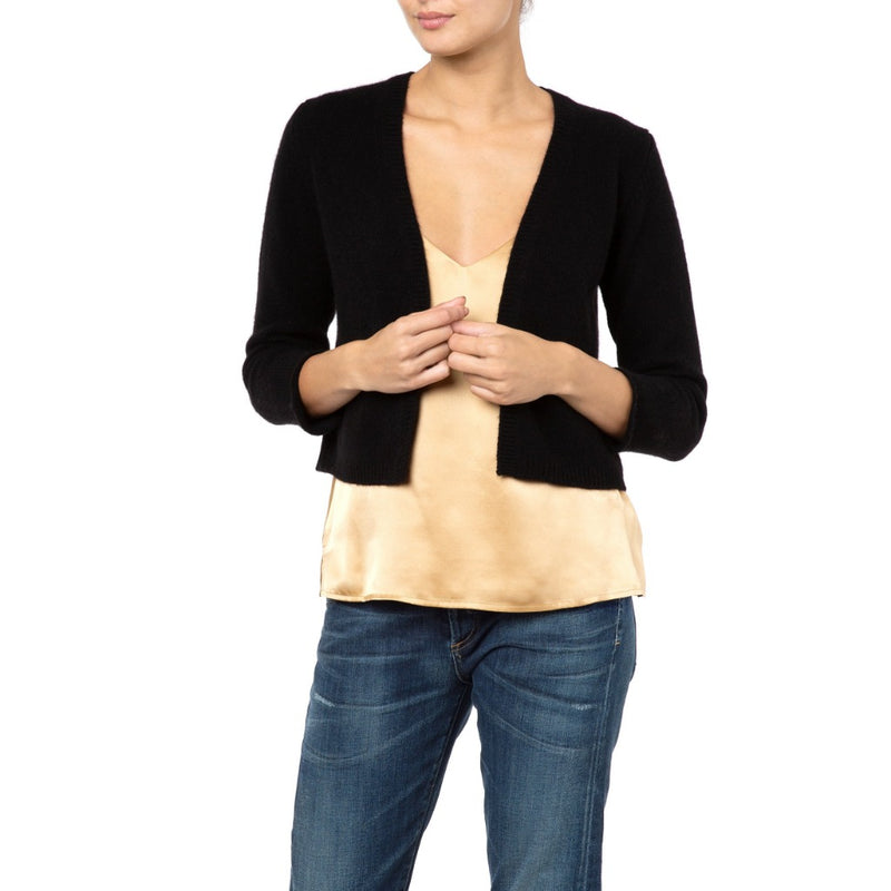 Black cashmere shrug top