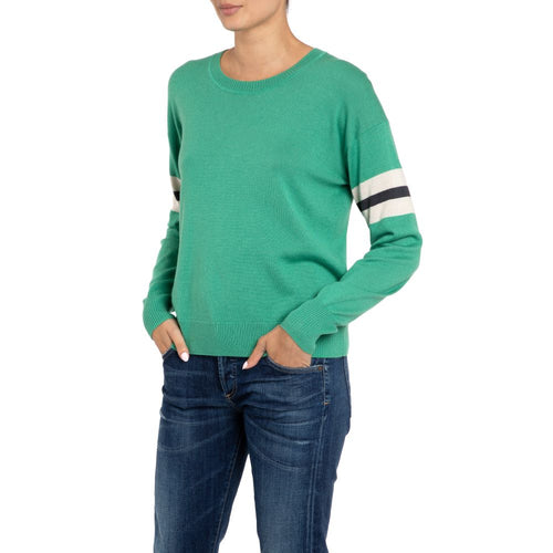 Seattle Sport Stripe Cashmere Silk Sweater Green Marilyn Moore