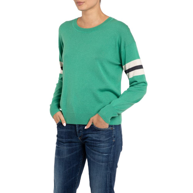 Seattle Sport Stripe Cashmere Silk Sweater Green Marilyn Moore