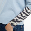 Cashmere Silk sweater Pale Blue Stripe Cuff Marilyn Moore