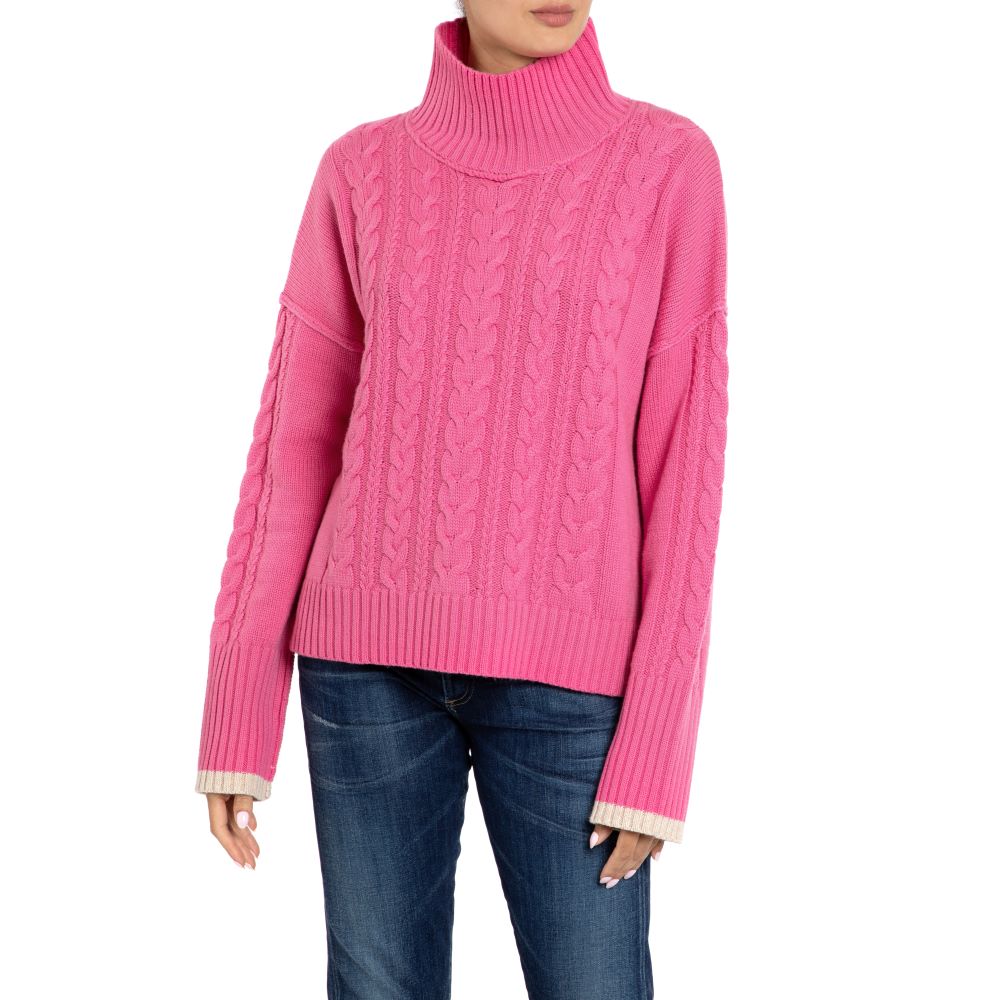 Anya Cashmere Cable Jumper Cashmere Pink Marilyn Moore