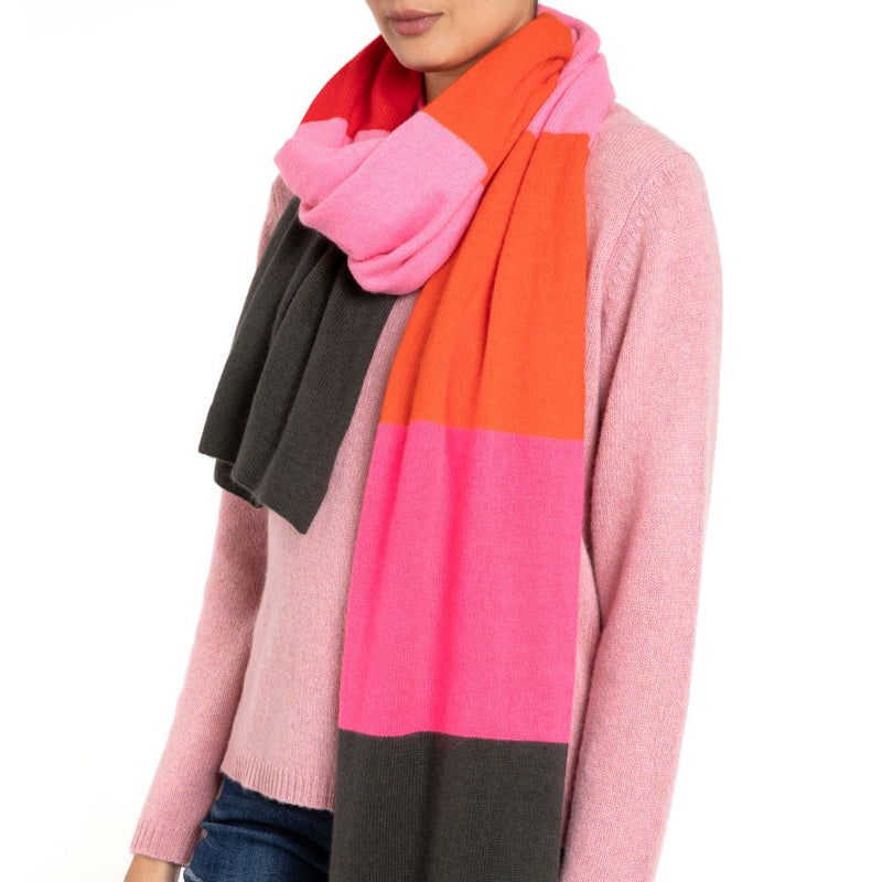 Colour Block Cashmere Scarf Pink from Marilyn Moore