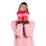 Cashmere Block Stripe Wrist Warmers Pink - Marilyn Moore