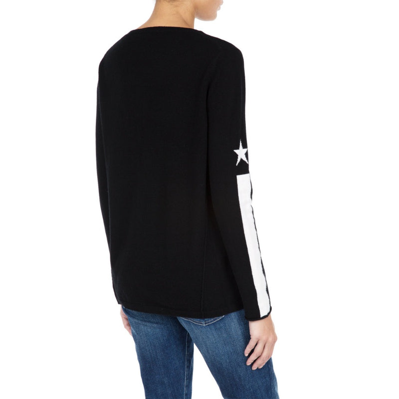 Cashmere Star sweater Black ivory stripe Marilyn Moore