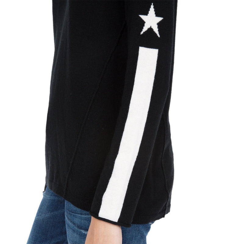 Cashmere Star sweater Black ivory stripe Marilyn Moore