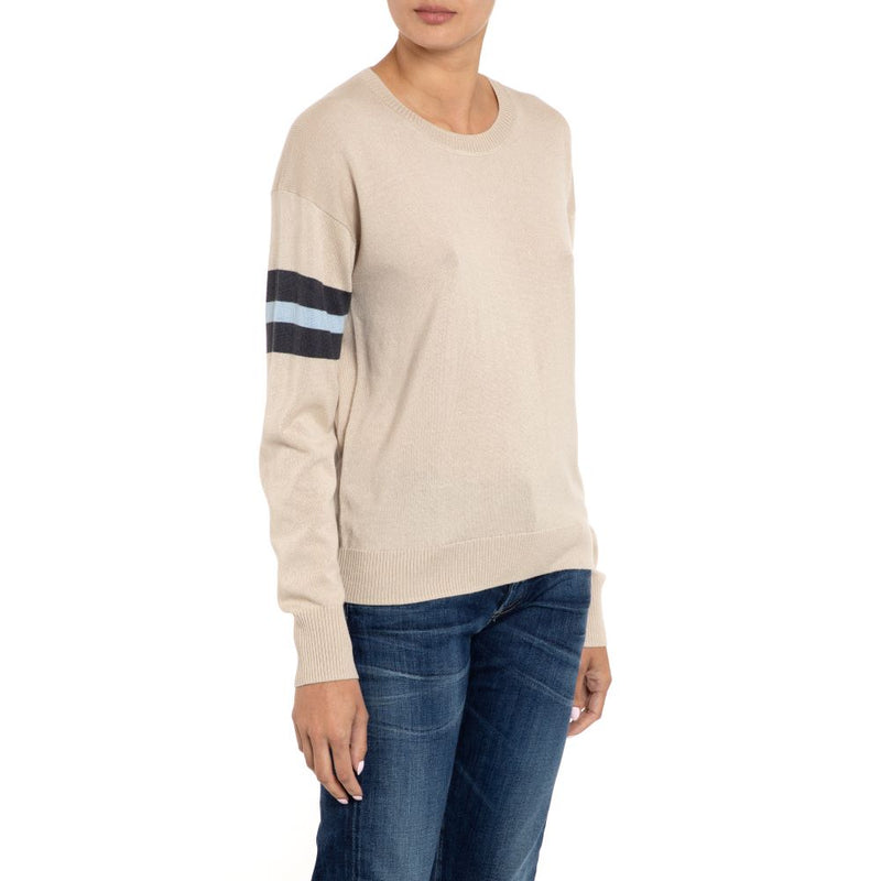 Seattle Sport Stripe Cashmere Silk Sweater Natural Marilyn Moore
