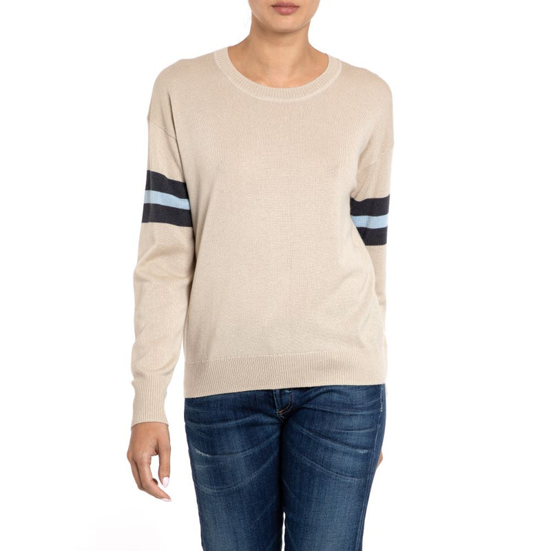Seattle Sport Stripe Cashmere Silk Sweater Natural Marilyn Moore