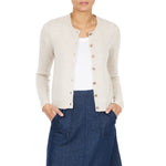 Dolly Cashmere round neck cardigan Natural Oatmeal Marilyn Moore