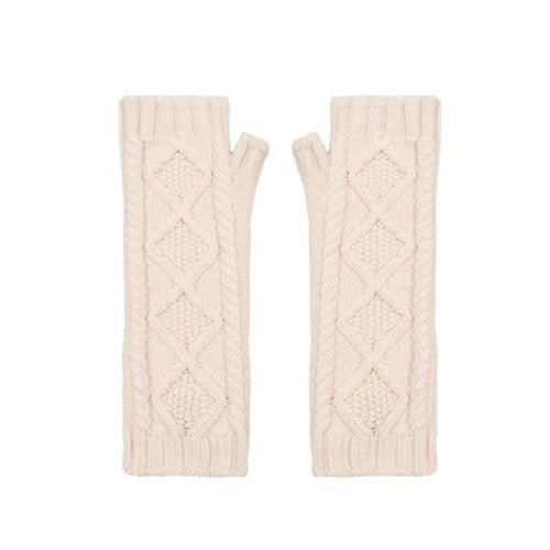 Cashmere cable wrist warmers Ivory Natural Marilyn Moore
