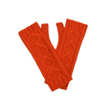 Cashmere cable wrist warmers Orange Marilyn Moore