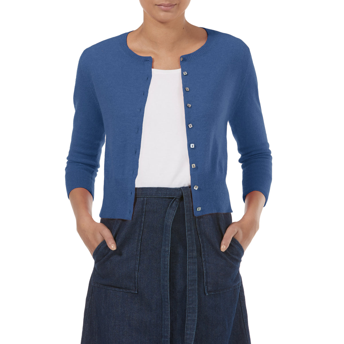 Betty Cashmere Cropped Cardigan Bright Blue