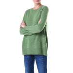 Cashmere Boyfriend Crew Neck sweater Green Marilyn Moore