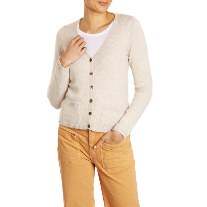 Cashmere V neck Cardigan Natural oat Marilyn Moore