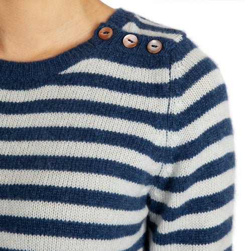 Simple stripe cashmere sweater Denim Blue marin Marilyn Moore