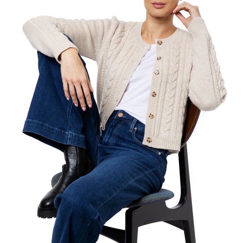 Emma Cashmere Cable Cardigan Natural Marilyn Moore