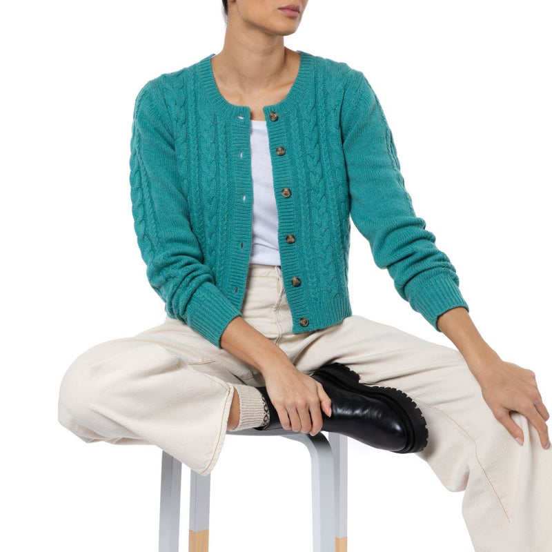 Emma Cashmere Cable Cardigan Jade Marilyn Moore