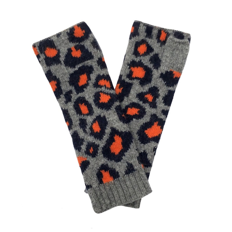 Cashmere Wristwarmers Grey Orange Marilyn Moore
