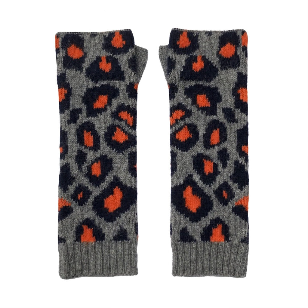 Cashmere Wristwarmers Grey Orange Marilyn Moore