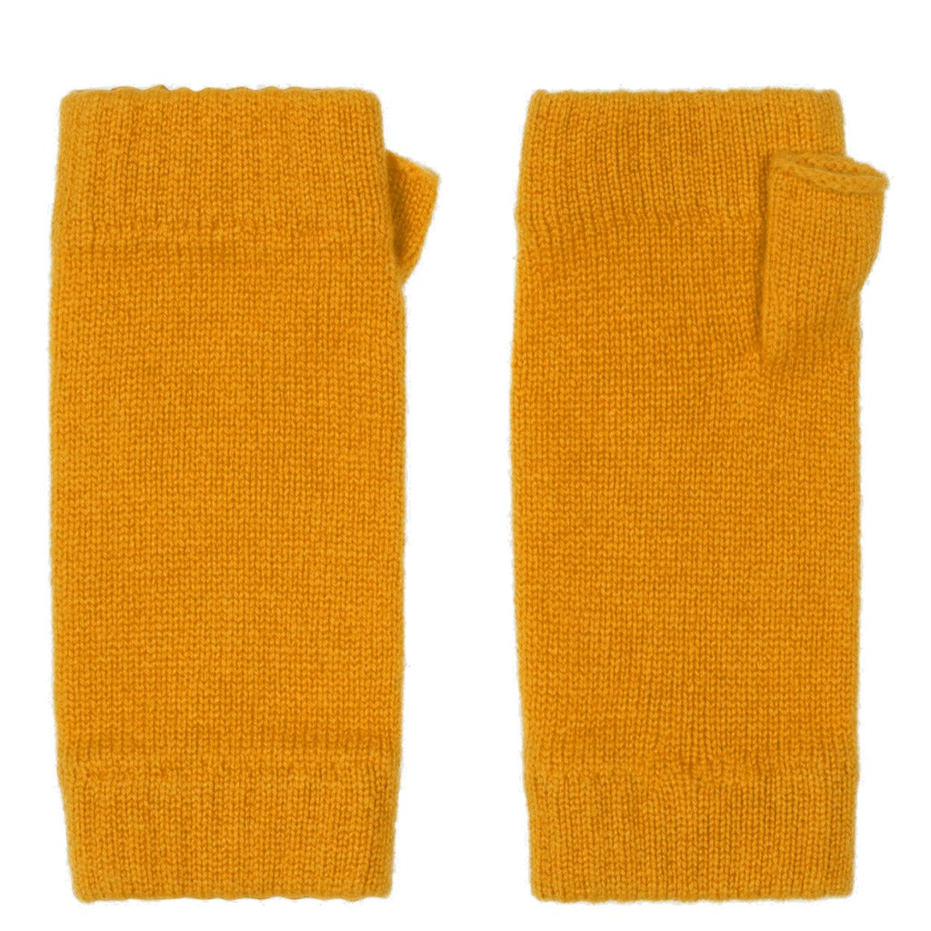 Cashmere wrist warmers yellow Ochre Scottish Marilyn Moore