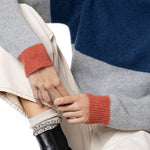 Ingrid Colour block Cashmere sweater Denim Marilyn Moore