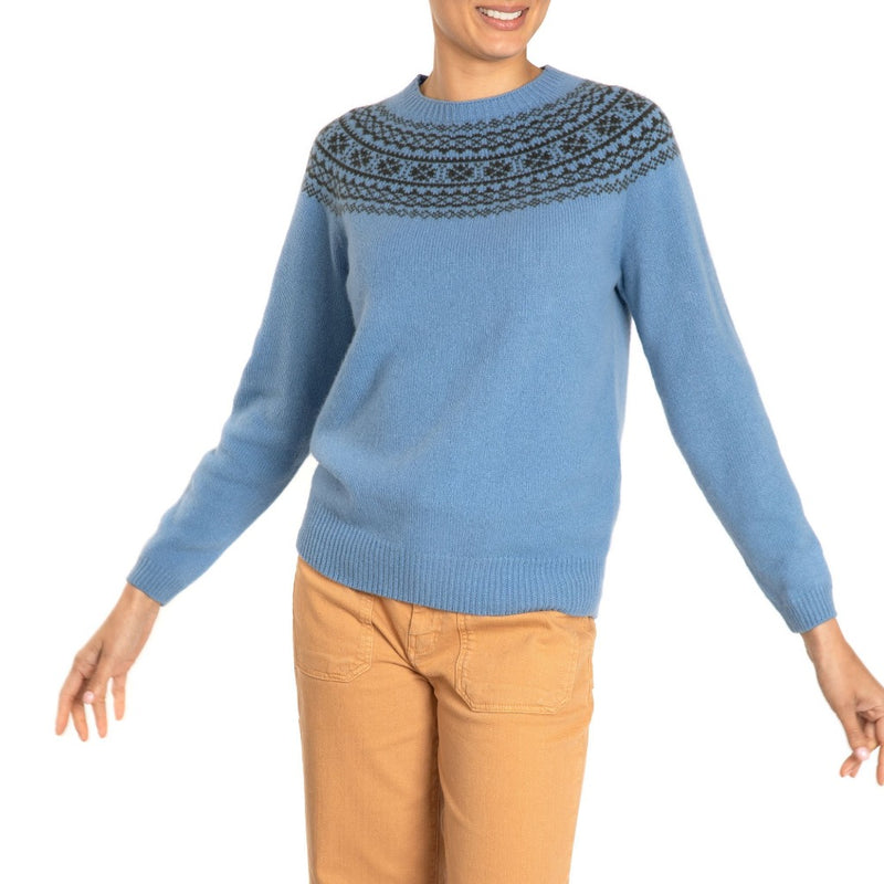 Vintage Fair Isle Cashmere sweater blue Chambray Marilyn Moore