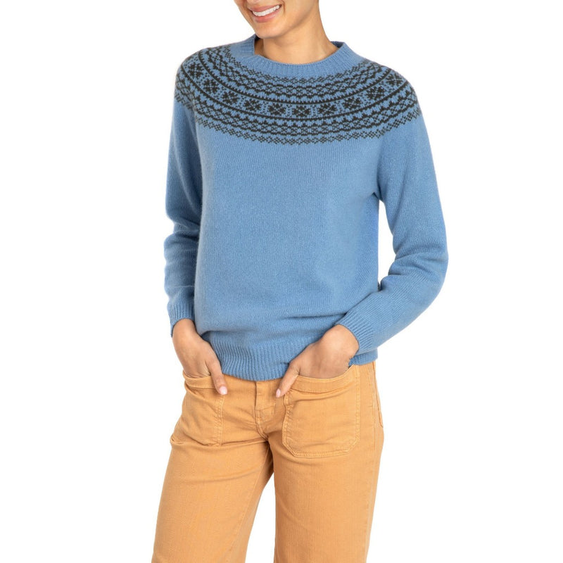 Vintage Fair Isle Cashmere sweater blue Chambray Marilyn Moore