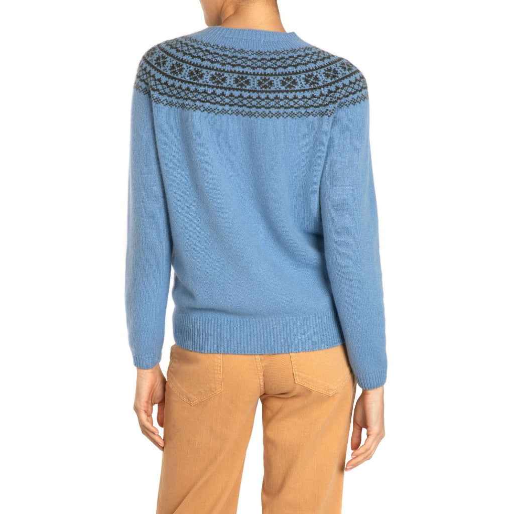 Vintage Fair Isle Cashmere sweater blue Chambray Marilyn Moore
