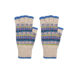 Scottish fair isle gloves oat blue Marilyn Moore