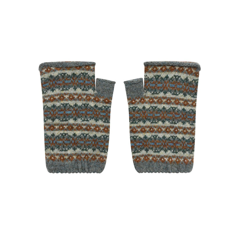 Fair Isle wristwarmers British wool Sage Green Marilyn Moore