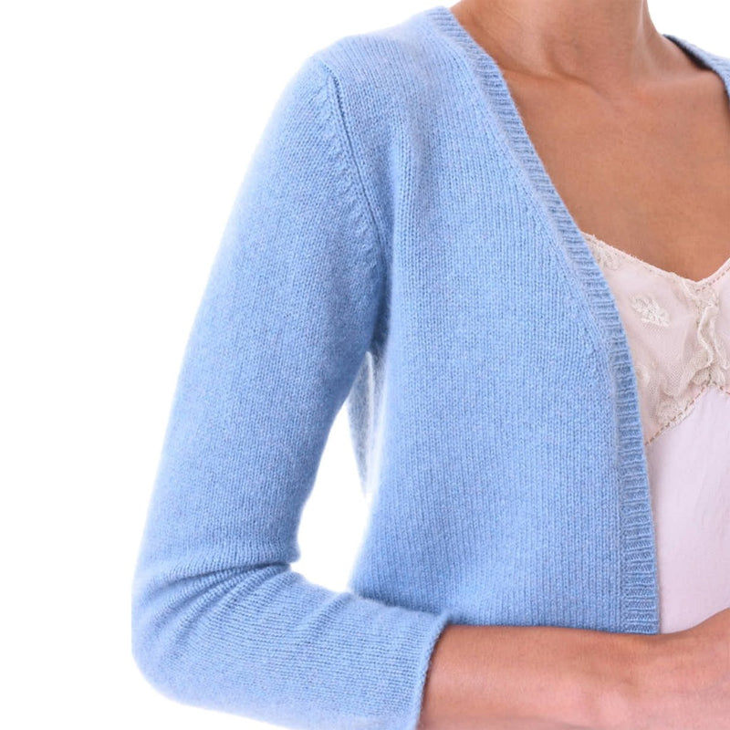 Lucy Handmade Cashmere Cardigan Shrug Blue Marilyn Moore