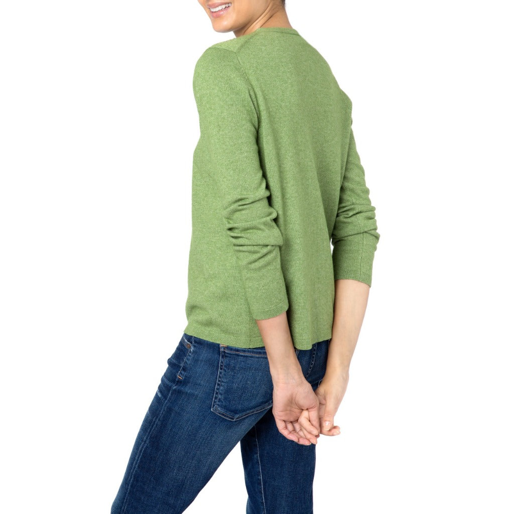 Cashmere Silk Cardigan V neck Green Marilyn Moore