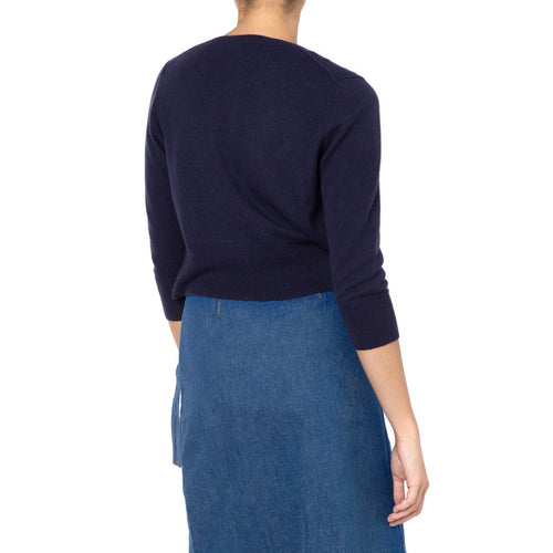 Cashmere cardigan cropped Navy Marilyn Moore
