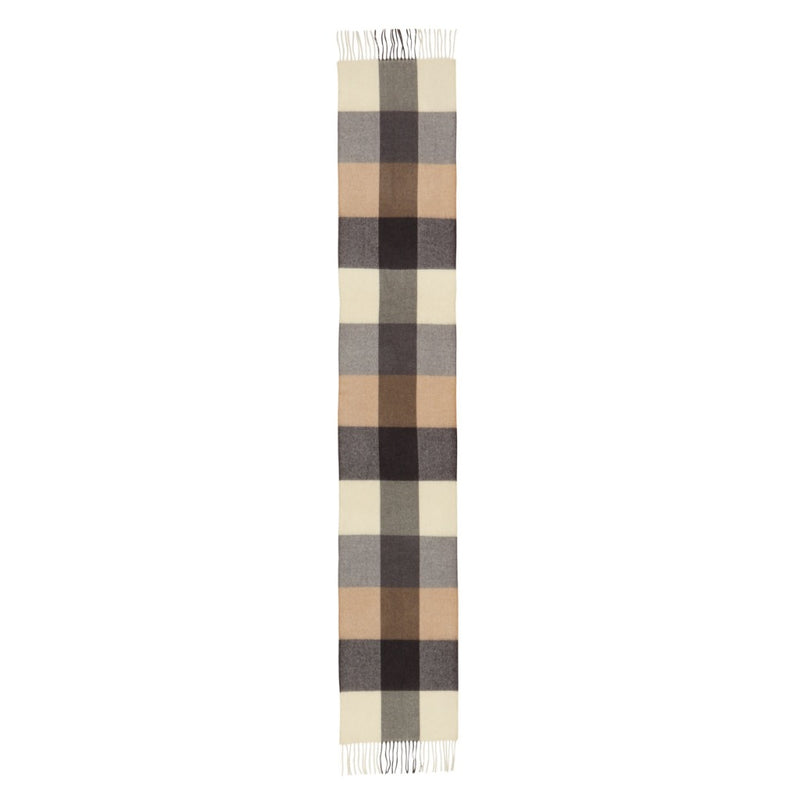 Block check scarf Grey Camel Ivory Marilyn Moore