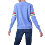 Rainbow stripe Cashmere silk sweater Blue Marilyn Moore