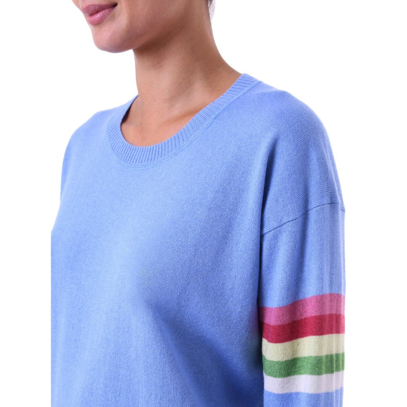 Rainbow stripe Cashmere silk sweater Blue Marilyn Moore