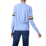 Rainbow stripe Cashmere silk sweater Pale blue Marilyn Moore