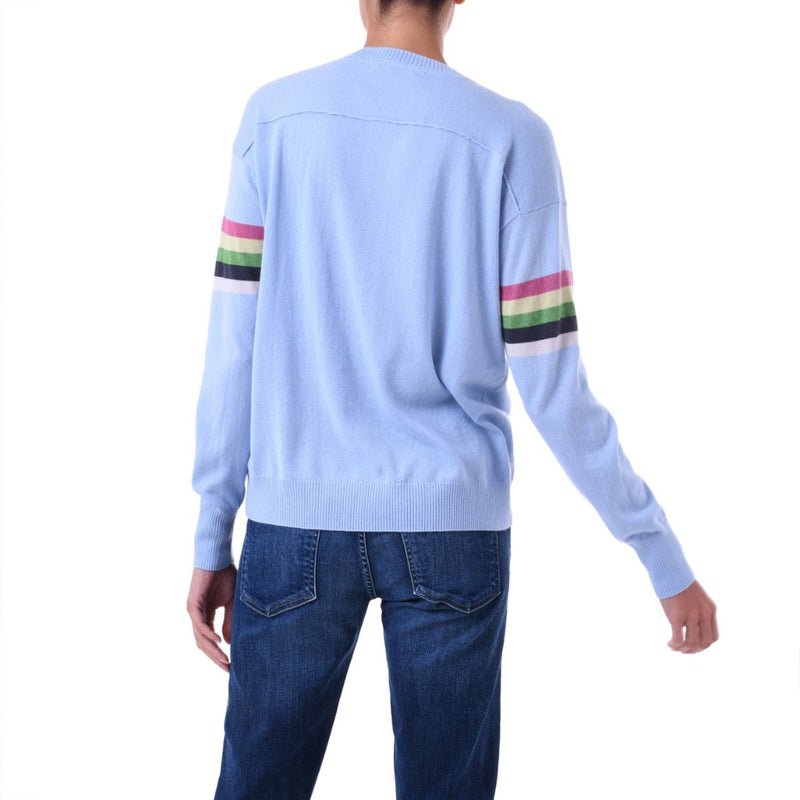 Rainbow stripe Cashmere silk sweater Pale blue Marilyn Moore