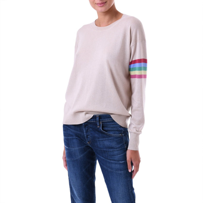 Rainbow stripe Cashmere silk sweater Natural Marilyn Moore