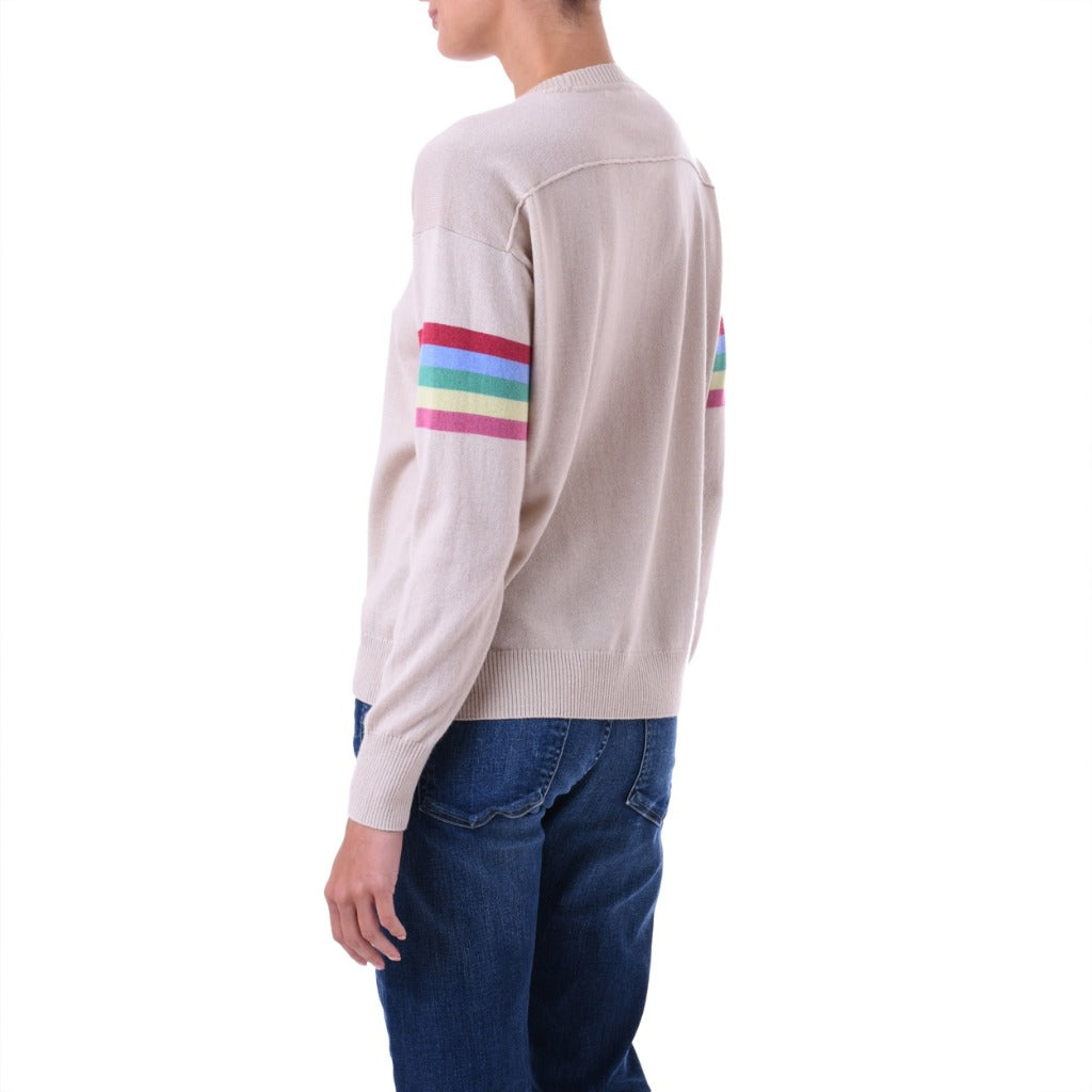 Rainbow stripe Cashmere silk sweater Natural Marilyn Moore