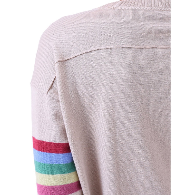 Rainbow stripe Cashmere silk sweater Natural Marilyn Moore
